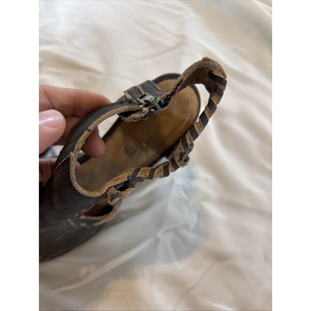 Farylrobin Loki Full Leather Chunky Heel Sandal Womens Size 7.5 Gray Black - Picture 10 of 11